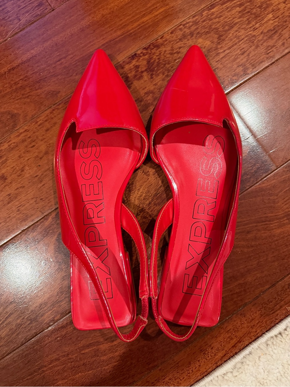 Express Red Pointed Toe Slingback Mules
